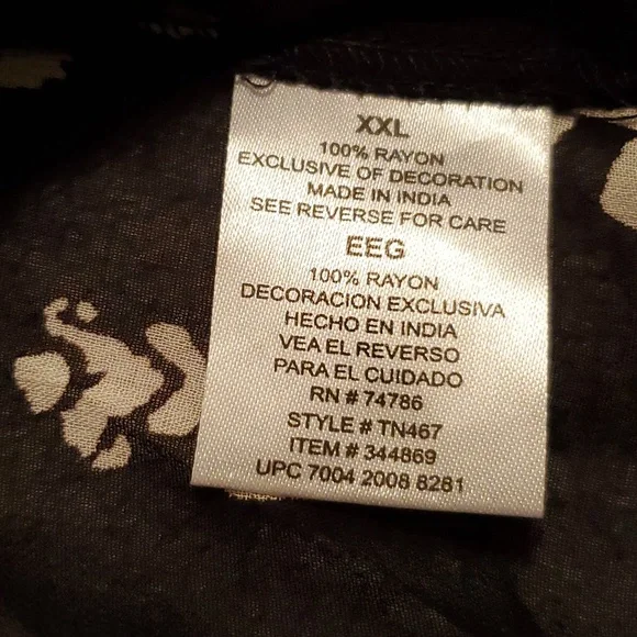 NWOT Bila Women's Boho Style Black & White Floral Sheer Top  Size XXL - Picture 10 of 10